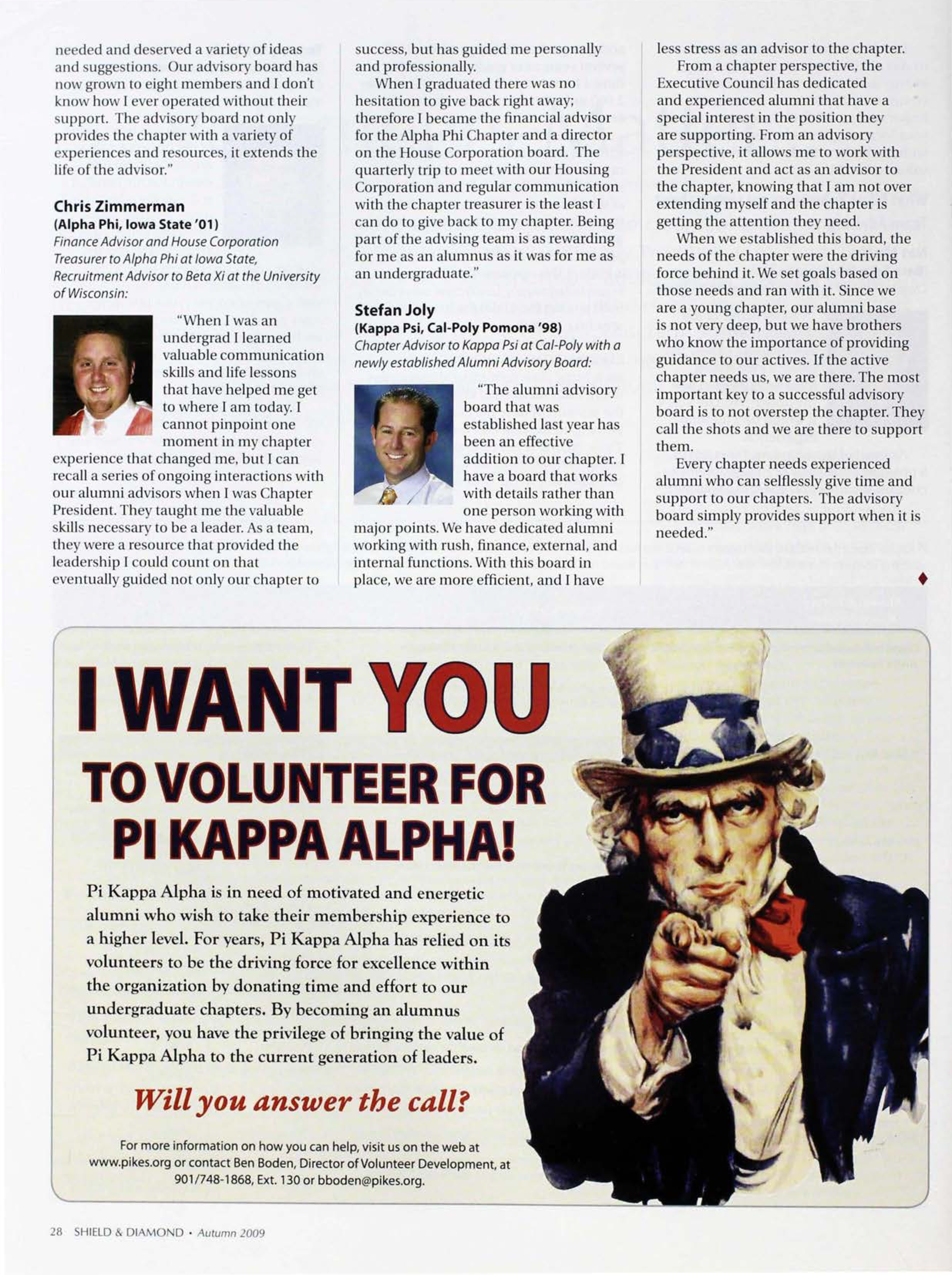I Want You To Volunteer for Pi Kappa Alpha!